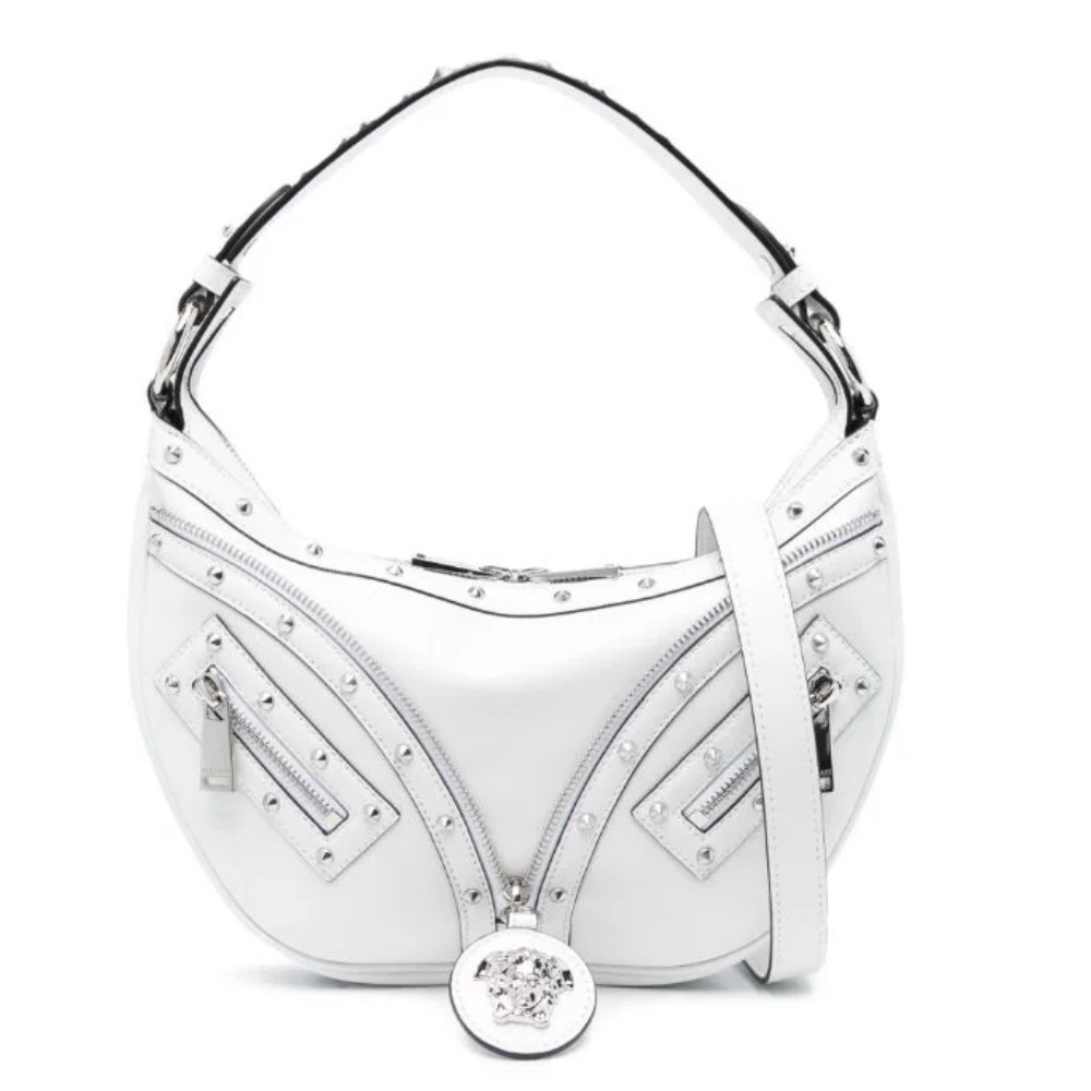 Versace Hobo Repeat White Studded Bag